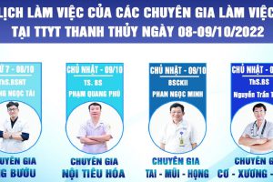 Lịch khám Chuyên gia cuối tuần tại Trung tâm Y tế huyện Thanh Thủy ( Ngày 08,09/10/2022)