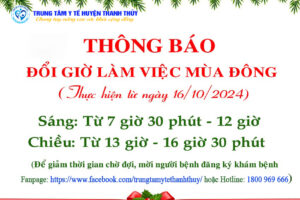 THÔNG BÁO: “Giờ làm việc mùa đông năm 2024”